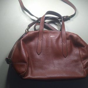 Brown bucket shoulder bag